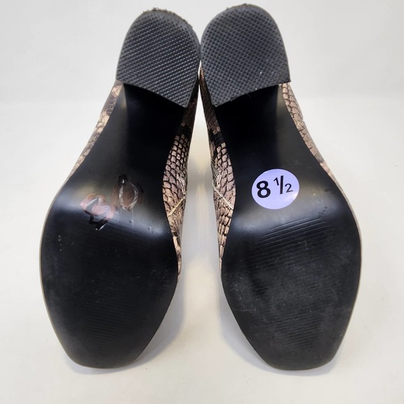 Steve Madden Pixie Gray Snake Print Faux Leather Ankle Boots 6.5 M Stacked Heel - Picture 8 of 8